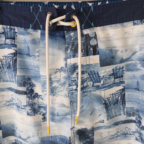 Tommy Bahama Men's Swim Trunks Blue White Beach Drawstring Size XL - Picture 3 of 15